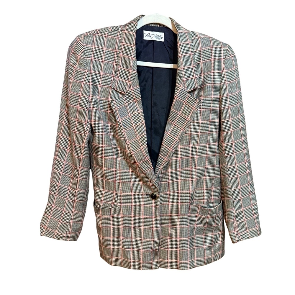 Paul Stanley Vintage Glen Plaid Blazer Womens Size 8 Dark Academia‎ Preppy
